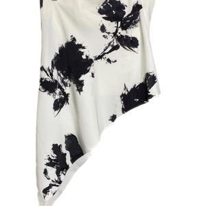 White House Black Market Asymmetrical Corset Top | Size 4 | Black White Floral